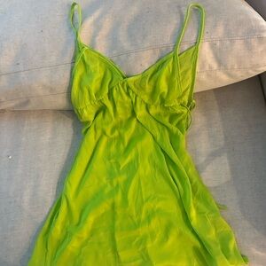 Vibrant Green Spaghetti Strap Dress